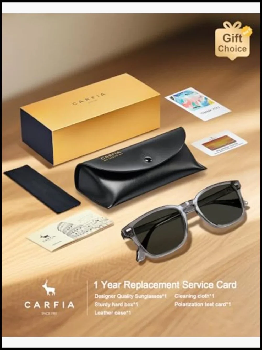 Retro Square Acetate Sunglasses Polarized UV400 Driving Glasses